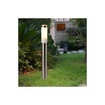Licht-erlebnisse - Potelet extérieur Brighton gris métallisé en inox au design moderne H:80 cm E27 étanche IP44 - Argent