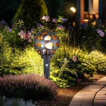 Lampe de base LED avec détecteur de mouvement lampe de chemin de boule avec détecteur de mouvement lampadaire extérieur, acier inoxydable anthracite,