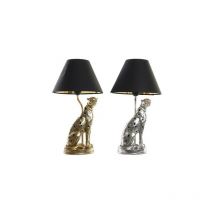 Dkd Home Decor - Lampe de bureau Argenté Noir Doré Colonial 220 v 50 w (26 x 26 x 46 cm) (2 Unités)