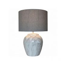 Dkd Home Decor - Lampe de bureau Toile Céramique Gris Blanc (38 x 38 x 58 cm)