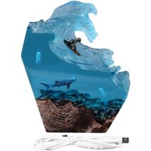 Lampe de bureau en résine délicate en forme de vague de mer, veilleuse pour chambre à coucher, bureau, cadeau d'anniversaire, 5 v