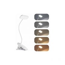 Lampe de bureau LED rechargeable sans fil à clipser avec 36 LED liseuse 5 températures de couleur et 5 luminosités flexible réglable à 360° pour lit,