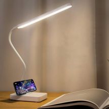 Lampe de bureau led sans fil rechargeable par usb 2000 mAh alimentée par batterie, contrôle tactile 3 couleurs 6 luminosité réglable, lampe de bureau