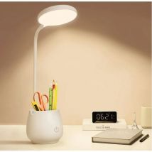 Lampe de bureau pour dortoir de bureau à domicile, petite lampe de bureau led rechargeable avec support pour stylo/téléphone, petite lampe de bureau