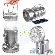 Lampe de camping solaire, lanterne de camping led 1500 mAh, ventilateur portable, lampe de camping rechargeable par usb, étanche, lampe de camping à