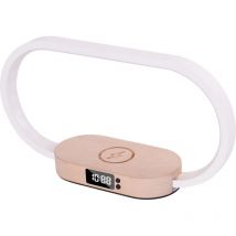 Crea - Lampe De Chevet Avec Chargeur Rapide Sans Fil, Avec Horloge, Lampes Tactiles De Table Pour Chambre, Décoration En Bois, 3 Modes De Couleur-15w