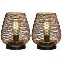 Start - lampe de chevet design pile lampes de table d'extérieur Ensemble de 2 lampes de table à cage en métal lampe à poser salon sans fil les
