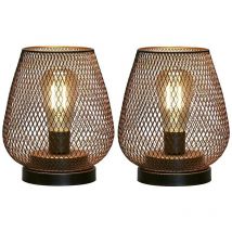 Ymyny - lampe de chevet design pile lampes de table d'extérieur Ensemble de 2 lampes de table à cage en métal lampe à poser salon sans fil les