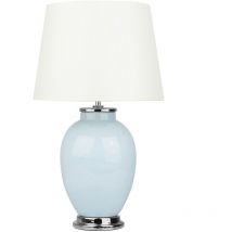 Beliani - Lampe de Chevet Lampe de Table Bleu Claire et Blanche en Céramique et Tissu E27 Max 60W pour Salon ou Chambre Classique et Vintage Rétro