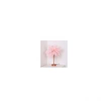 Lampe de chevet LED, forme pissenlit, fil de cuivre, plume rose romantique