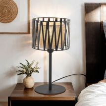 Licht-erlebnisse - Lampe de chevet métal E27 ronde d: 20 cm 37 cm noir marron lampe de chevet moderne