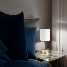 Millumine - Lampe De Chevet Set Laiton Mat Et Abat-jour Blanc