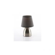 Lampe de chevet touch pied en métal abat jour gris