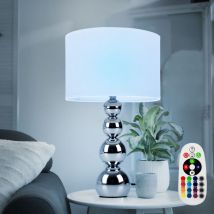 Etc-shop - Lampe de chevet variateur tactile lampe de table chrome lampe de salon lampe de lecture, métal textile blanc, télécommande dimmable, led