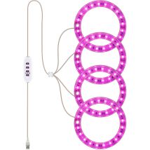 Lifcausal - Lampe de croissance à led à spectre complet avec 20 led, minuterie 8H/12H/16H, 5 niveaux d'intensité réglables, lampe annulaire usb pour