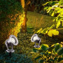 Globo - Lampe de jardin GU10 avec spot d'extérieur sur piquet Spot de jardin au sol IP65 spot d'extérieur en acier inoxydable, avec spot orientable,