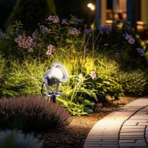 Lampe de jardin GU10 avec spot extérieur sur piquet spot de jardin au sol IP65 Spot extérieur en acier inoxydable, avec spot orientable, 1x GU10, DxH
