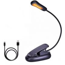 Jusch - Lampe de lecture à led, 5 led, 3 niveaux de lumière, rechargeable par usb, noire