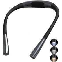 Lampe de Lecture de Cou Rechargeable au Lit, 3 Couleurs, 6 Niveaux de Luminosité, Bras Pliables, Longue Durée de Vie, Parfaite