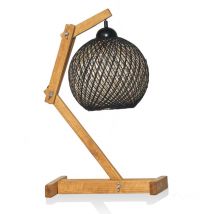 Lampe de lecture de table 50 cm. brut/MARRON/NOIR, type e 27 Max 45 - 60 w - 'como' - Écru/MARRON/NOIR - Wellhome