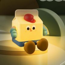 Lampe de nuit en silicone mignon rechargeable par usb en forme de carton de lait avec fonction tactile et minuterie réglable pour la maison,support