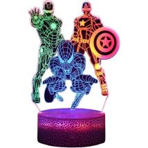 Lampe de nuit Spiderman Veilleuse led 3D pour enfants Cadeau de Noël Lampe de bureau Décoration de chambre