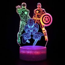 Lampe de nuit Spiderman Veilleuse led 3D pour enfants Cadeau de Noël Lampe de bureau Décoration de chambre