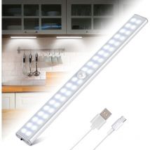 Memkey - Lampe de Placard 40 LEDs, Eclairage Placard Détecteur de Mouvement, Reglette Led Rechargeable usb, 4 Modes d'Éclairage, Lumière de Placard,