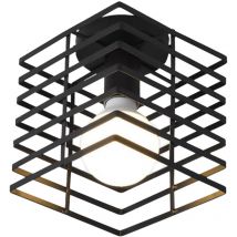 Lampe de Plafond 22cm Noir Plafonnier Cage en Métal Luminaire pour Chambre Café Restaurant Noir