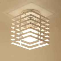 Axhup - Lampe de Plafond 22cm Noir Plafonnier Cage en Métal Luminaire pour Chambre Café Restaurant Blanc