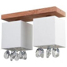 Epikasa - Plafonnier Jonna, Bois, Métal, Tissu, Cristal, Chêne, Blanc, Transparent, 35x13,5x23,5 cm