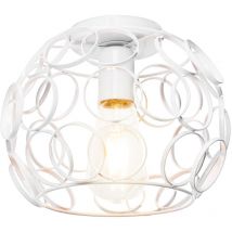 Norcks - Lampe De Plafond Luminaire Cage Ronde Luminaire Plafonnier En Fer Métallique Plafonnier Rétro Vintage Pour Club Bar Café Blanc
