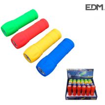 Lampe de poche 9 led finition gomme (piles incluses) couleurs assortis