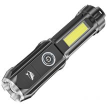 Lampe de poche à double source de lumière portable haute luminosité lumière extérieure télescopique mise au point lampe de poche réglable usb