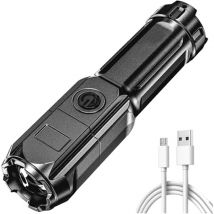 Lampe de poche, lampe de poche LED puissante, lampe de poche LED puissante, lampe de poche zoom rechargeable, haute luminosité (1 pièce)