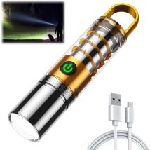 Lampe de poche, lampe de poche tactique à haute luminosité, lampe de poche rechargeable avec 5 modes, lampe de poche à zoom de mise au point étanche