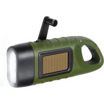Lampe de Poche LED d'Urgence, Lampe Torche Solaire Rechargeable, Lampes de Poche Dynamo avec Mousqueton, Mini Lampe Torche avec Manivelle et Panneau