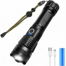 Sunxury - Lampe de Poche led Ultra Puissante 5000 Lumens Rechargeable par usb, Tactique Extrêmement Lumineuse Lampe Torche, 5 Modes Zoomable Étanche
