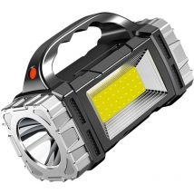 Lampe de poche solaire portable à led, multifonction, clignotante rouge et bleue, éclairage latéral d'urgence, lampe de recherche, équipement de