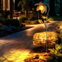 Lampe de prise solaire extérieure à led fleur craquelée lampe à boule de verre projecteur de jardin or-vert piquet de terre