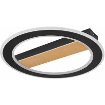 Etc-shop - Lampe de salon plafonnier led anneau en bois plafonnier noir plafonnier chambre, métal, 1x led 30W 1781Lm 3000K + 6500K, DxH 45x5,5 cm