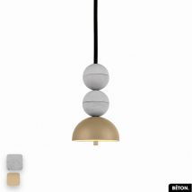 Otitec - Lampe de suspension en béton - bosfor concrete blanc - amande 2 balles led 14W - Blanc