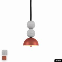 Otitec - Lampe de suspension en béton - bosfor concrete blanc - terre rouge 2 balles led 14W - Blanc