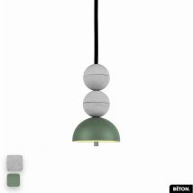 Otitec - Lampe de suspension en béton - bosfor concrete blanc - vert 2 balles led 14W - Blanc