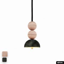 Otitec - Lampe de suspension en béton velours - bosfor concrete velvet rose - olive 2 balles led 14W - Vert