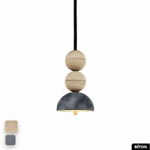 Otitec - Lampe de suspension en béton velours - bosfor concrete velvet sable - gris 2 balles led 14W - Gris / argent
