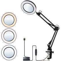 Lampe de table à pince loupe 8x noire