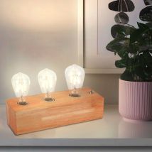 Lampe de table à poser déco desgn en bois naturel 3 lumières Compatible led