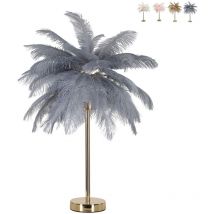 Mauro Ferretti - Lampe de table avec abat-jour en plumes et 2 sources lumineuses Palm s - Gris