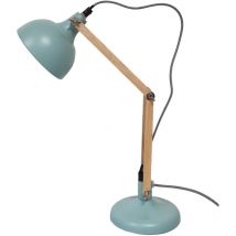 Lampe de table bleu mat et Bois
